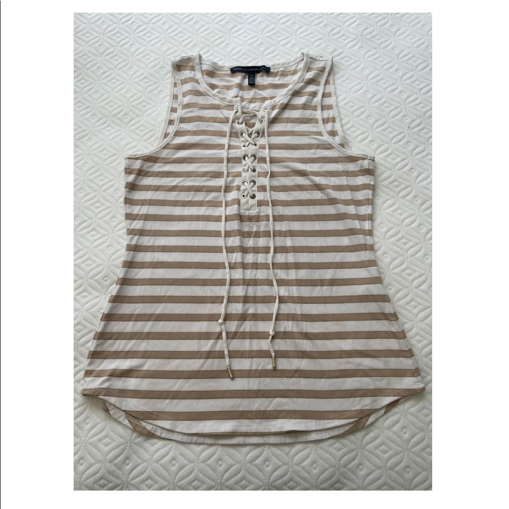 Brown striped lace tie top